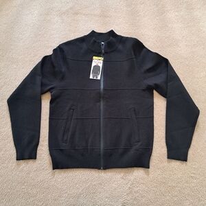 New! Robert Graham Sweater Men's Small Black Full Zip Bomber Style Knit Cardigan